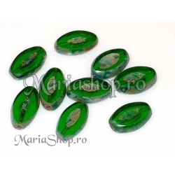 Margele vintage verde oval O 3b